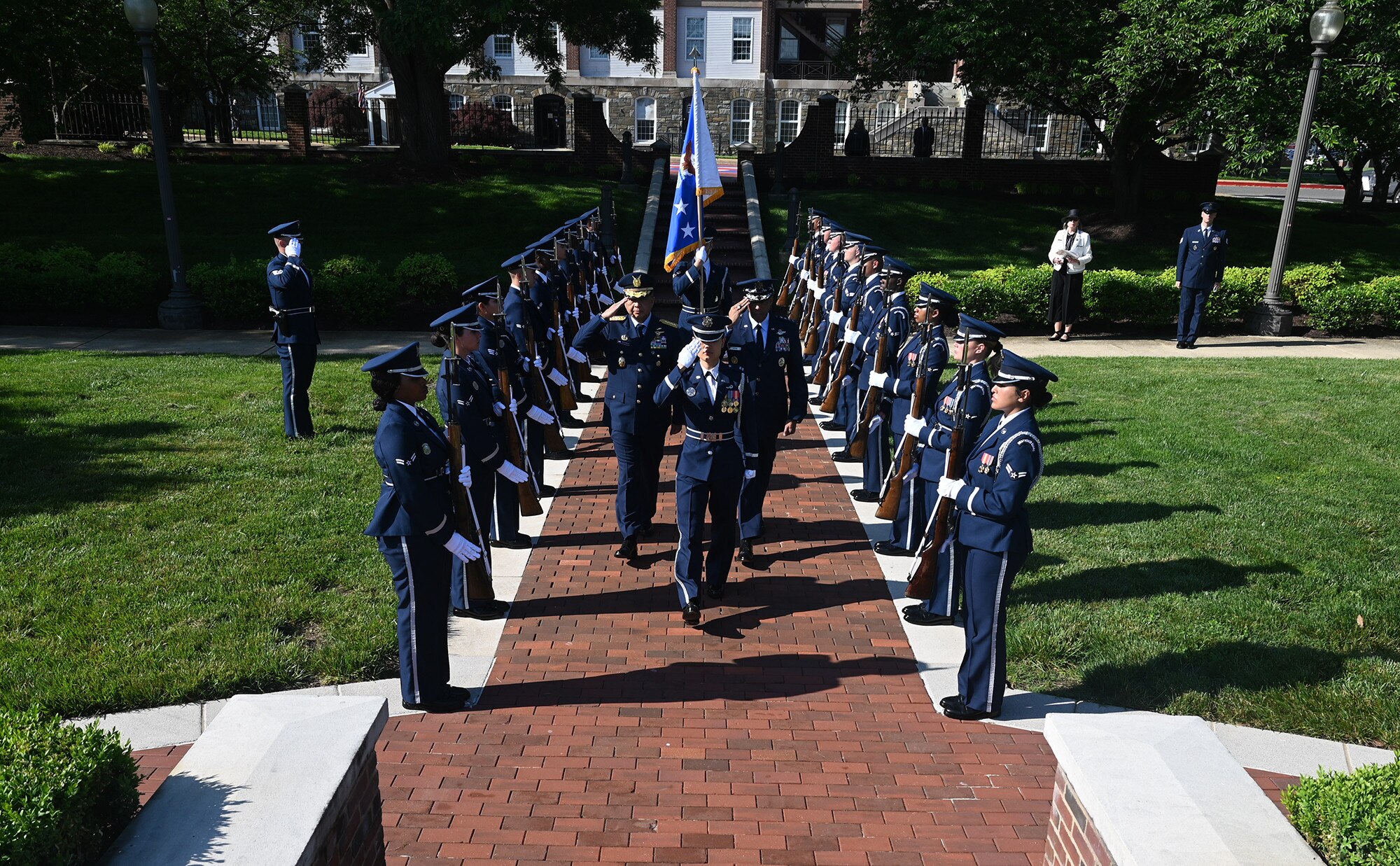 Air Force Chief of Staff Gen. Charles CQ. Brown, Jr. welcomes Air Chief Marshal Fadjar Prasetyo.