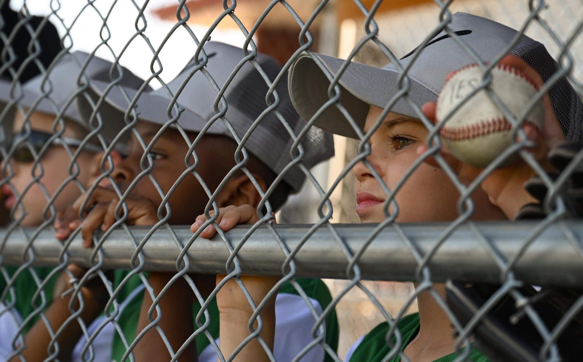 Members of Whiteman Air Force Base’s youth baseball team take part in Diversity in the Dugout at the Kansas City Royals Urban Youth Academy, Missouri, May 14, 2022. Diversity in the Dugout is an event coordinated by the Youth Excited about Sports Program and the Royals Youth Academy director to educate kids about diversity in a fun environment. The event is tied to the celebration of Juneteenth, that aims to provide mentorship to youth in the Kansas City area. (U.S. Air Force photo by Airman 1st Class Victoria Hommel)