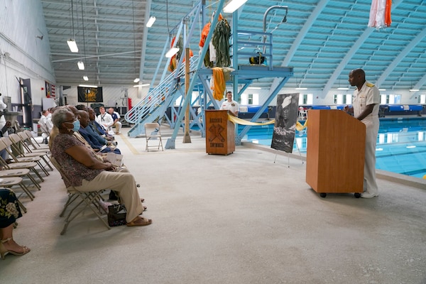 Dedication for the Charles Jackson French Training Pool at Naval Aviation Schools Command Swim Site.
