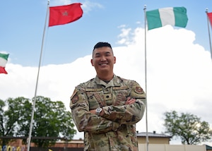 U.S. Air Force Lt. Col. Chin Tam, 313th Training Squadron director of operations, poses for a photo at Goodfellow Air Force Base, Texas, May 24, 2022. Tam is a first-generation Chinese American and was born in Hong Kong. (U.S. Air Force photo by Senior Airman Ethan Sherwood)