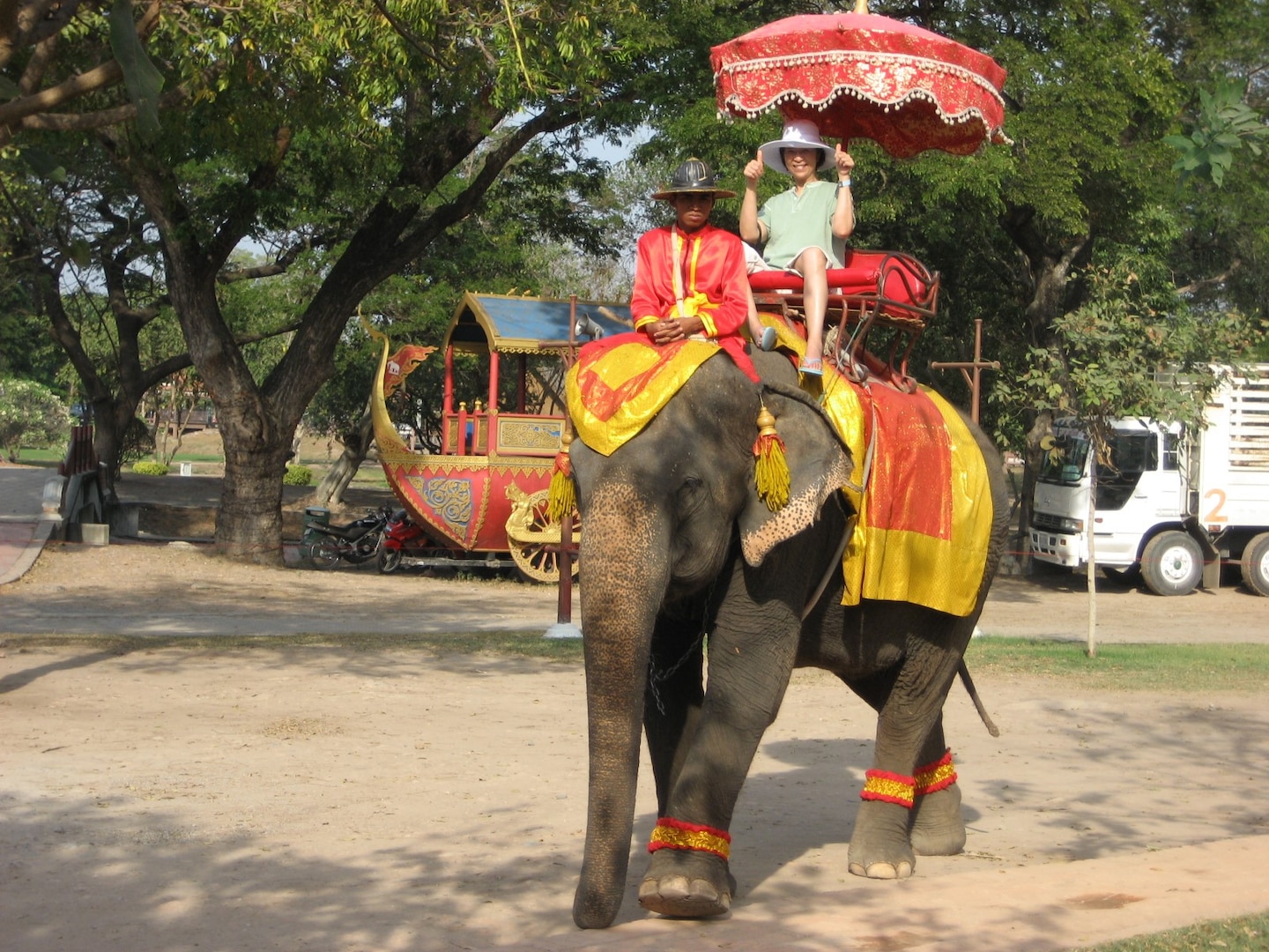 Julie Tsao enjoying an elephant ride while on vacation in Thailand.