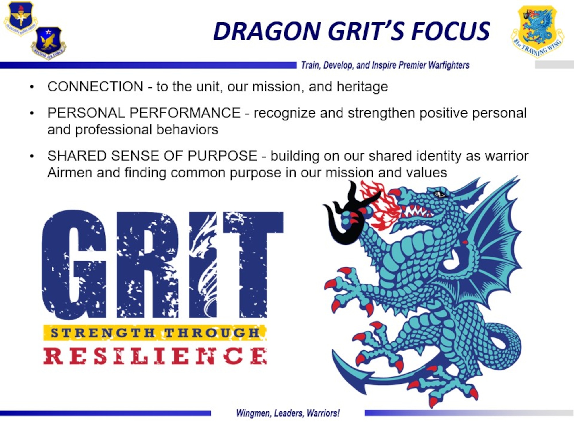 Dragon GRIT Facilitator Training slide.