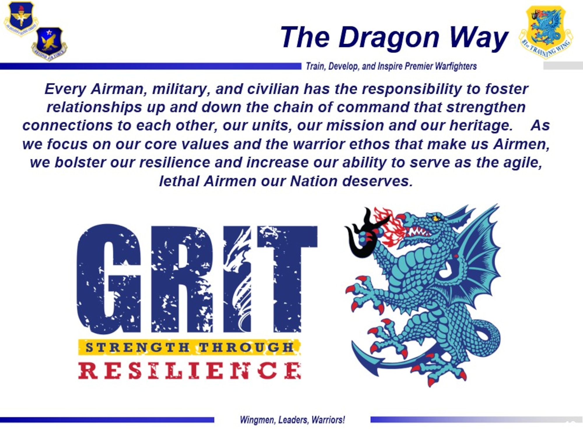 Dragon GRIT Facilitator Training slide.