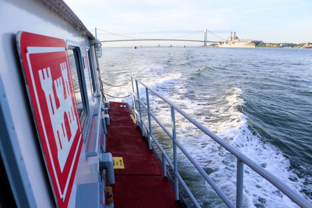 The Parade of Ships enters New York Harbor.
