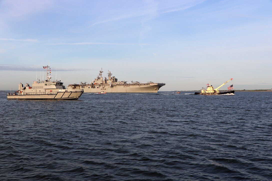 New York District vessels lead the Parade of Ships into New York Harbor.