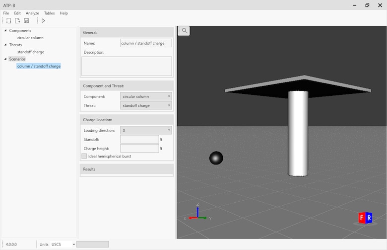 Analysis Setup for an R/C Column Subjected to a Standoff Charge