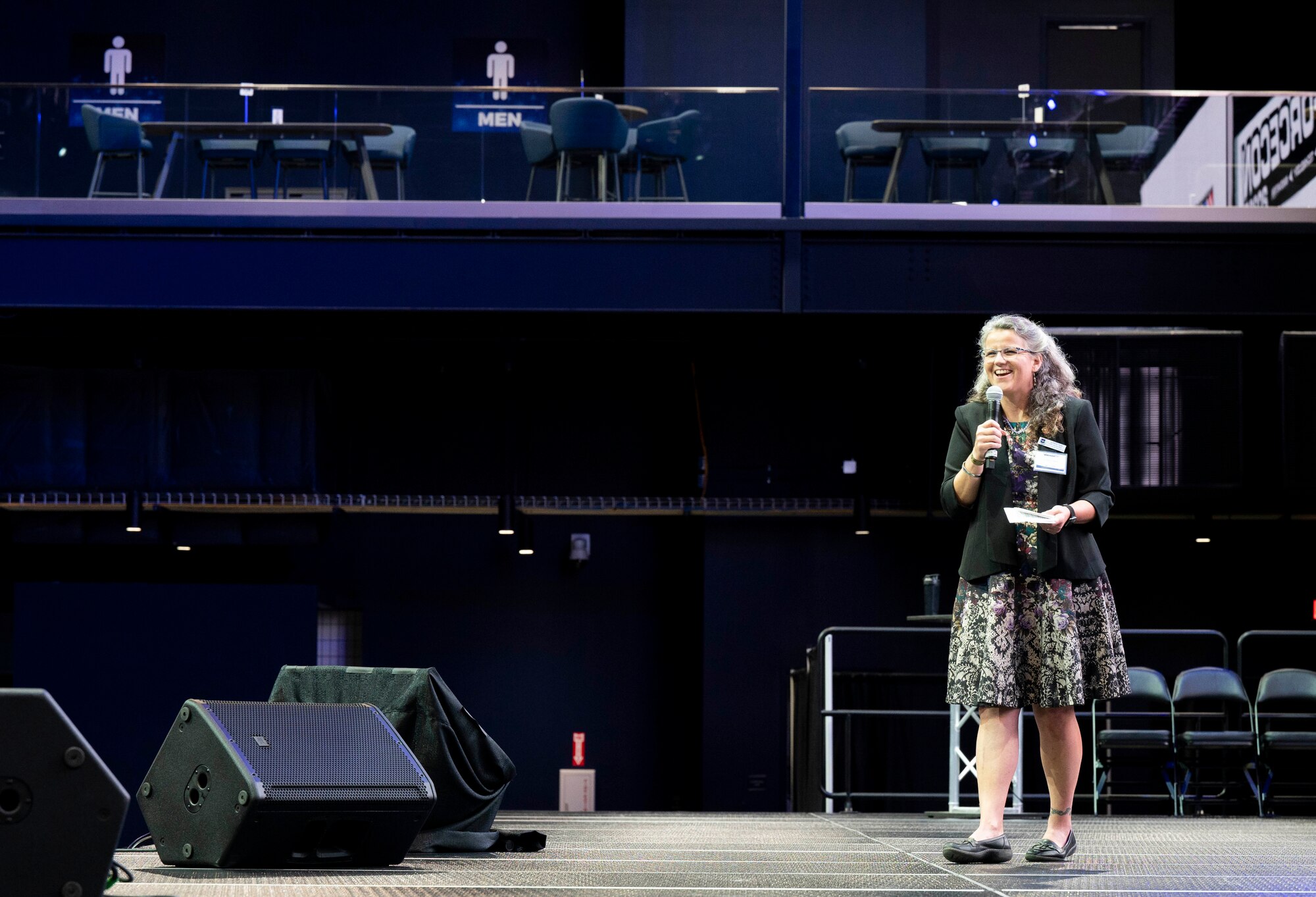 Dr. Wendy Walsh, Air Education and Training Command chief learning officer, gives opening remarks on the importance of innovation and collaboration during the Air Education and Training Command Innovation Day of FORCECON 2022
