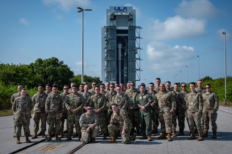 U.S. Air Force and U.S. Space Force gaming teams watch the roll out of the United Launch Alliance Atlas V Starliner OFT-2 at Cape Canaveral Space Force Station, Fla., May 18, 2022. The top teams from the Spring season of the Department of the Air Force Gaming competed at Patrick Space Force Base, Fla., for a chance to represent the USAF and the USSF at FORCECON 2022, the Armed Forces Sports Halo Championship, and the first ever U.S. government esports event. (U.S. Space Force photo by Senior Airman Thomas Sjoberg)
