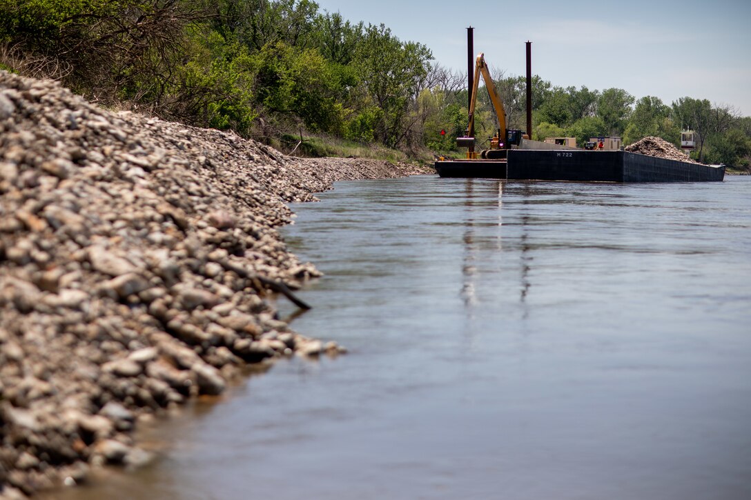 On site at the US Army Corps of Engineers, Omaha District Florence bedrock removal project on the Missouri River, May 18, 2022.