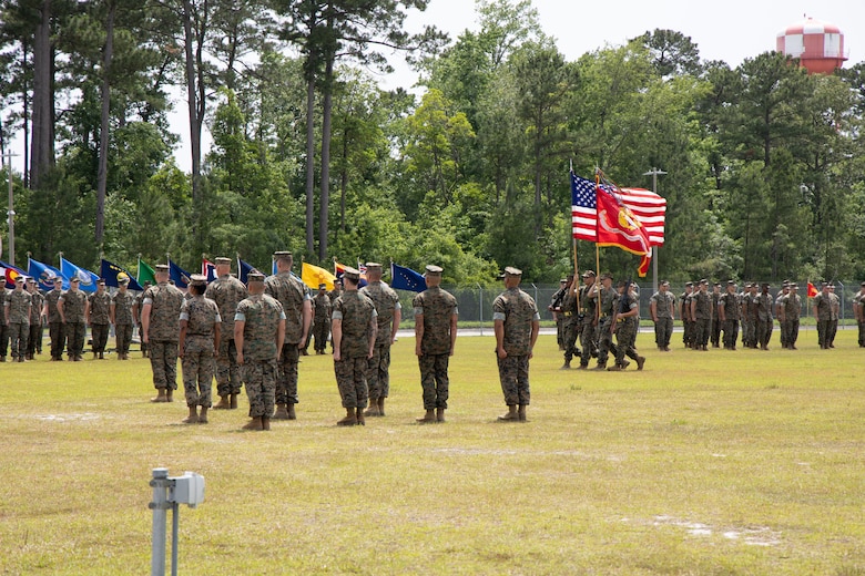 Marine Forces Special Operations Command hosts a change of command ceremony, at Camp Lejeune, N.C., May 23, 2022. The change of command ceremony represents the transition of command and responsibility of MARSOC from Maj. Gen. James F. Glynn to Maj. Gen. Matthew G. Trollinger. (U.S. Marine Corps photo by Gunnery Sgt. Tia Nagle)