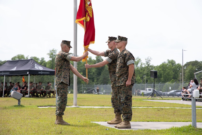 Marine Forces Special Operations Command hosts a change of command ceremony, at Camp Lejeune, N.C., May 23, 2022. The change of command ceremony represents the transition of command and responsibility of MARSOC from Maj. Gen. James F. Glynn to Maj. Gen. Matthew G. Trollinger. (U.S. Marine Corps photo by Gunnery Sgt. Tia Nagle)