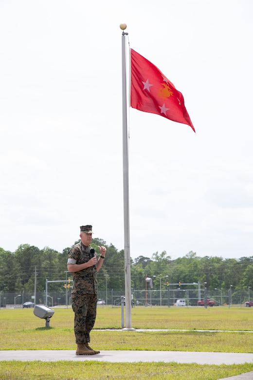 Marine Forces Special Operations Command hosts a change of command ceremony, at Camp Lejeune, N.C., May 23, 2022. The change of command ceremony represents the transition of command and responsibility of MARSOC from Maj. Gen. James F. Glynn to Maj. Gen. Matthew G. Trollinger. (U.S. Marine Corps photo by Gunnery Sgt. Tia Nagle)