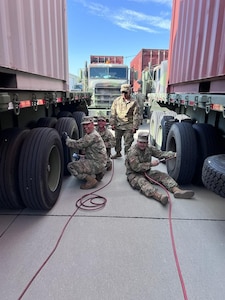 Soldiers from the Arizona Army National Guard’s 222nd Transportation Company returned home after hauling approximately 2 million pounds of munitions over 5,100 miles of desert, mountains and plains to support the U.S. Army’s Operation Patriot Press.