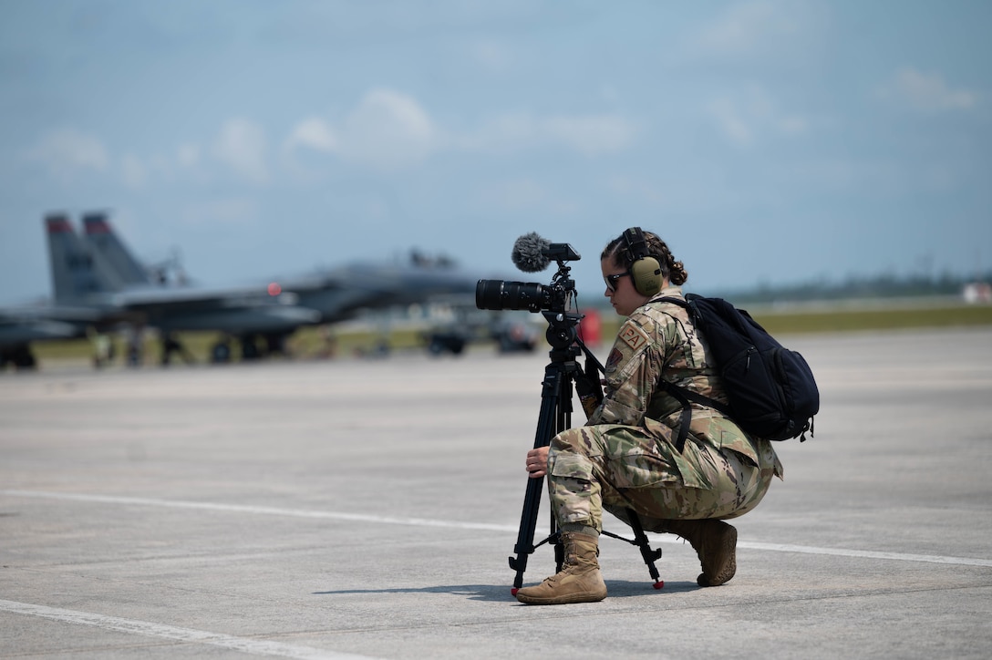 Airman 1st Class Tiffany Del Oso documents exercise Checkered Flag 22-2