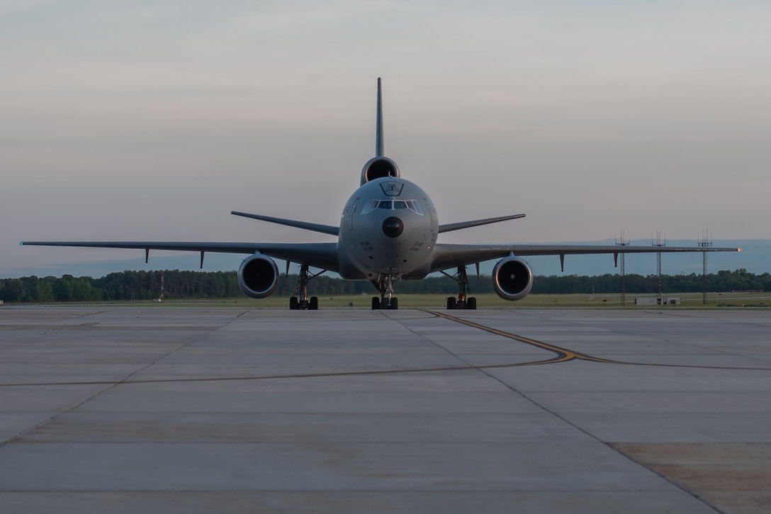 A KC-10 Extender assigned to the 305th Air Mobility Wing returns