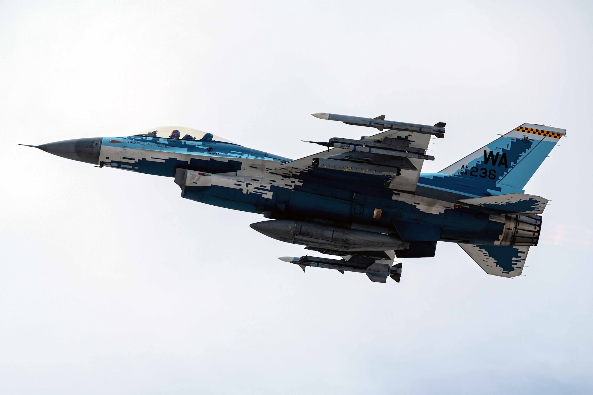 An F-16C Fighting Falcon assigned to the 64th Aggressor Squadron takes off