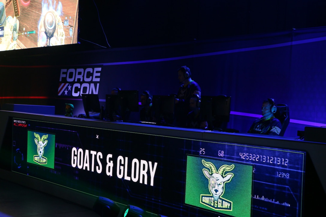 U.S. Air Force Services Center will host the inaugural Armed Forces Esports Championship from 24 to 28 May.  The 2022 Armed Forces Championship features players from the Army, Marine Corps, Navy, Air Force, Space Force, and Coast Guard.  The Armed Forces Sports Championship featuring Halo: Infinite held on May 28, will be a premier Esports competition taking place as part of FORCECON, a massive military gaming and tech event celebrating the intersection of gaming, technology, innovation, education and the United States Armed Forces.  Celebrity host Guy Blaze and casters Magick Moonshot, Garrett O’Toole, YNOT B Casting, and Shyway joined the live broadcast.  (DoD Photo by Mr. Steven Dinote, Released)
