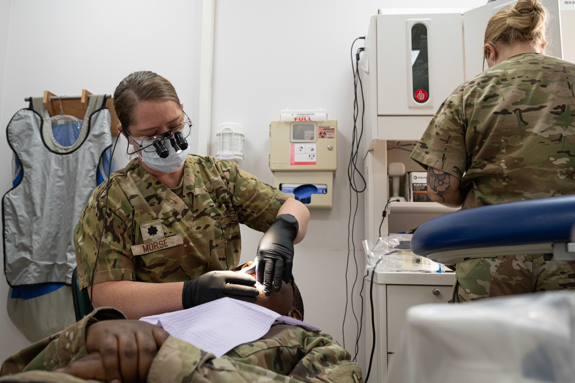 When a service member experiences dental issues or pain, it becomes a distraction from the mission. The 386th Expeditionary Medical Group Dental Clinic services include root canals and extractions, along with other emergency care for all members. Permanent party members will also receive annual exams and teeth cleanings.