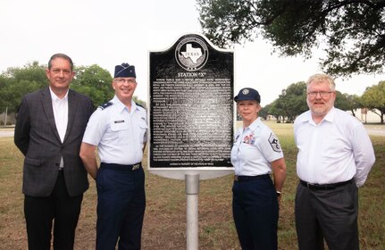 Station "X" marker at Port San Antonio