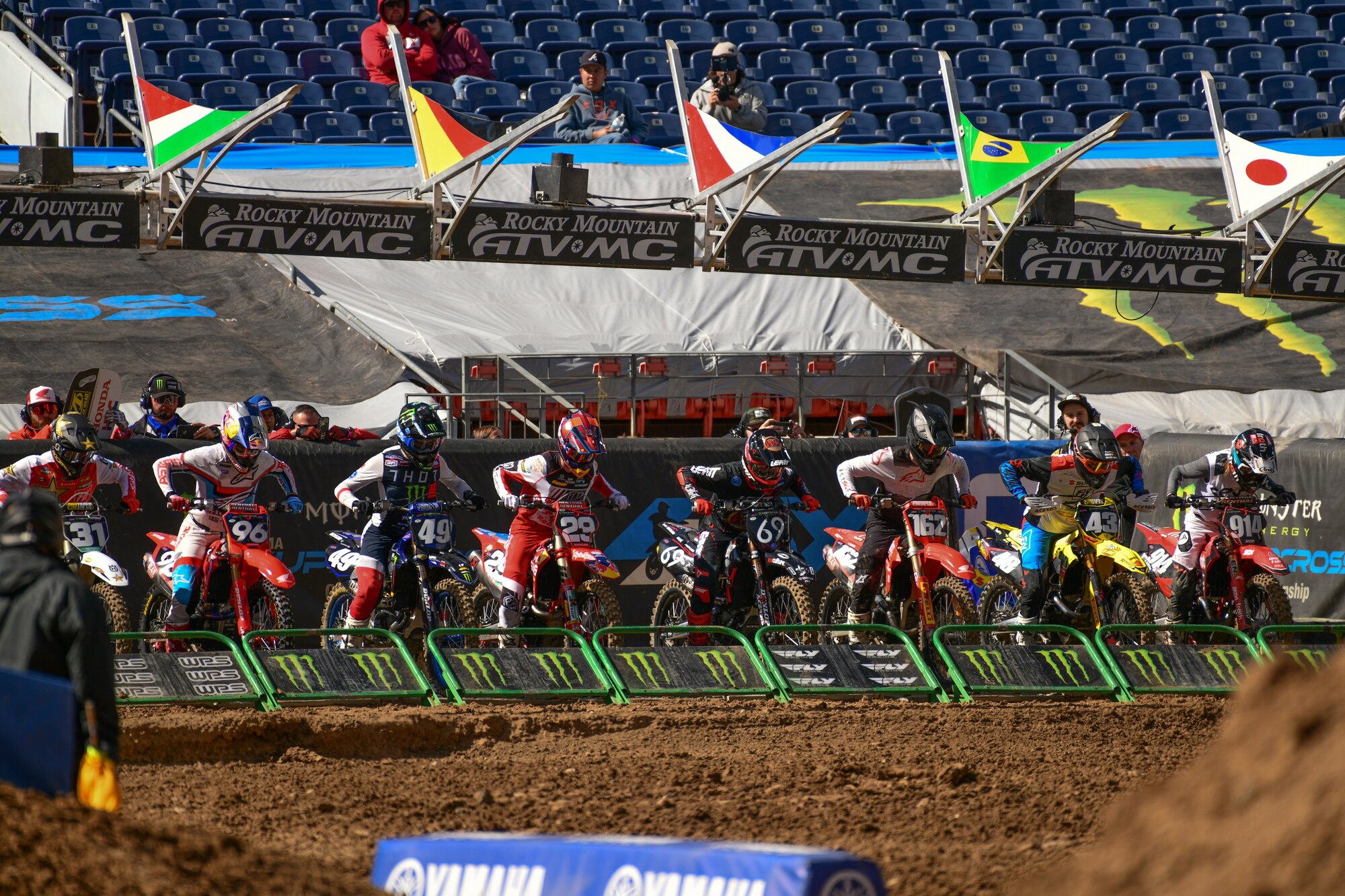 athletes line up for the race to start