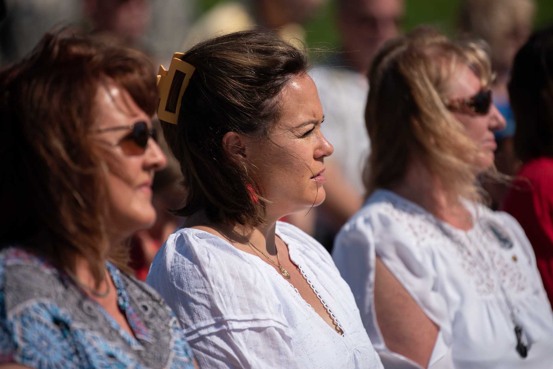 Kentucky Lt. Gov. Jacqueline Coleman attends a memorial service held in Frankfort, Ky., May 30, 2022, honoring members of the Kentucky Guard who have died in the line of duty. The names of 13 Soldiers were added to the Kentucky National Guard Memorial at Boone National Guard Center this year, bringing the total number of fallen Airmen and Soldiers to 286. (U.S. Air National Guard photo by Dale Greer)