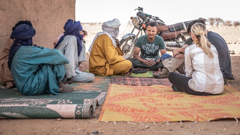 U.S. service members meet with village leaders at Attimick, Niger