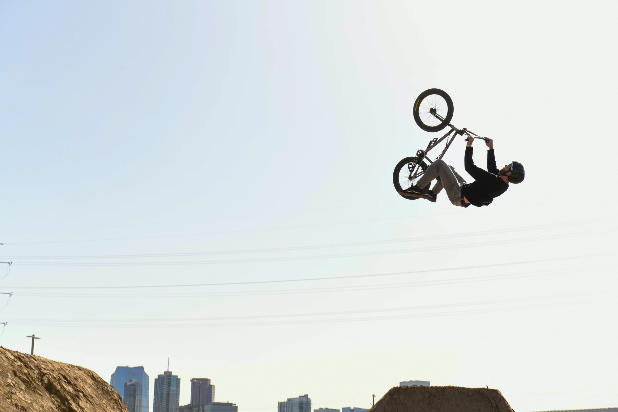 BMX rider goes over a jump