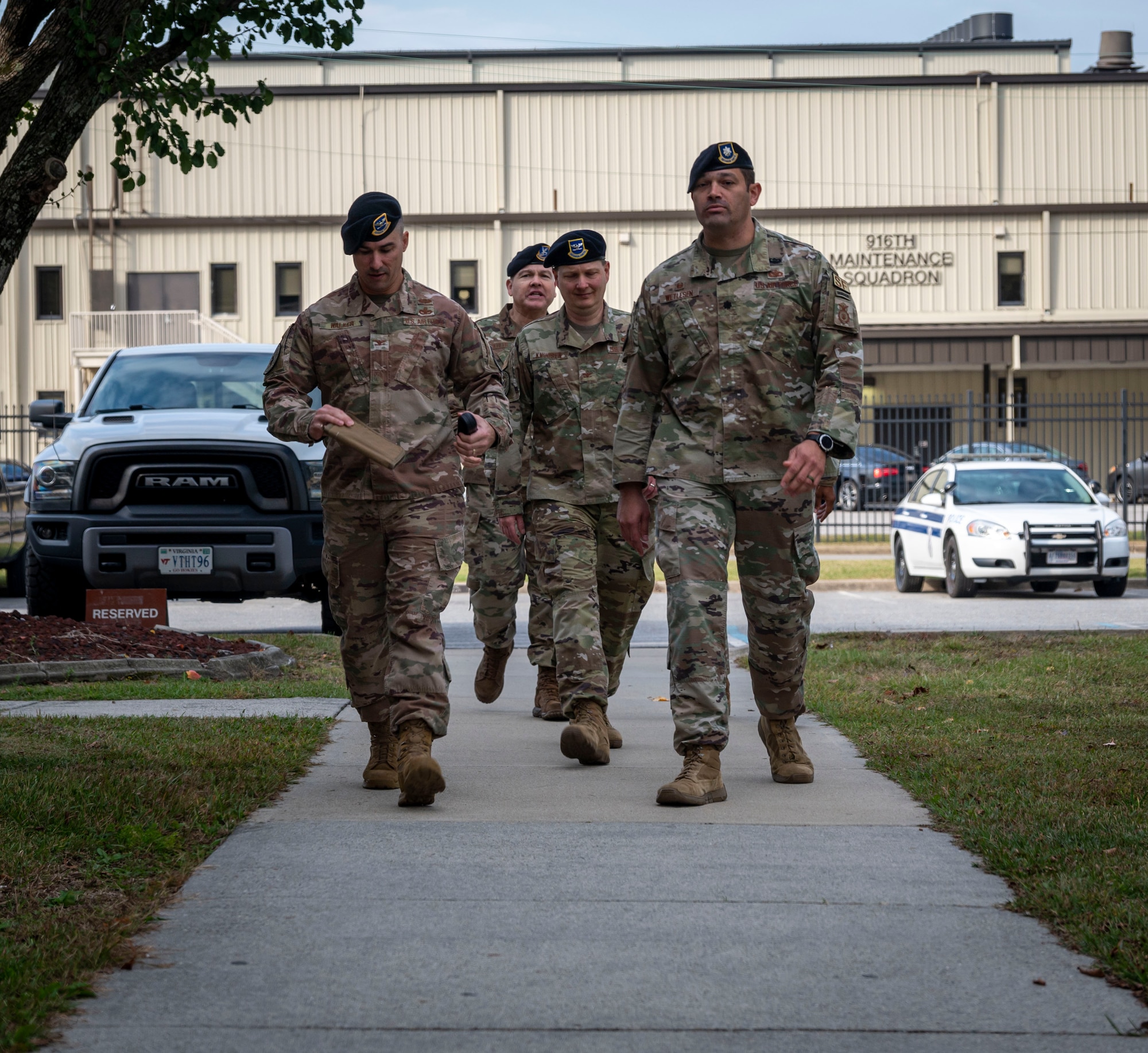 Airmen assigned to the 4th Security Forces invite Airmen assigned to Air Combat Command to Seymour Johnson Air Force Base, North Carolina, Oct. 17, 2022. During the visit, Airmen assigned to ACC learned more about 4th SFS leadership and mission, and toured several locations on base to gain a better understanding of Seymour Johnson AFB’s capabilities. (U.S. Air Force photo by Airman 1st Class Sabrina Fuller)