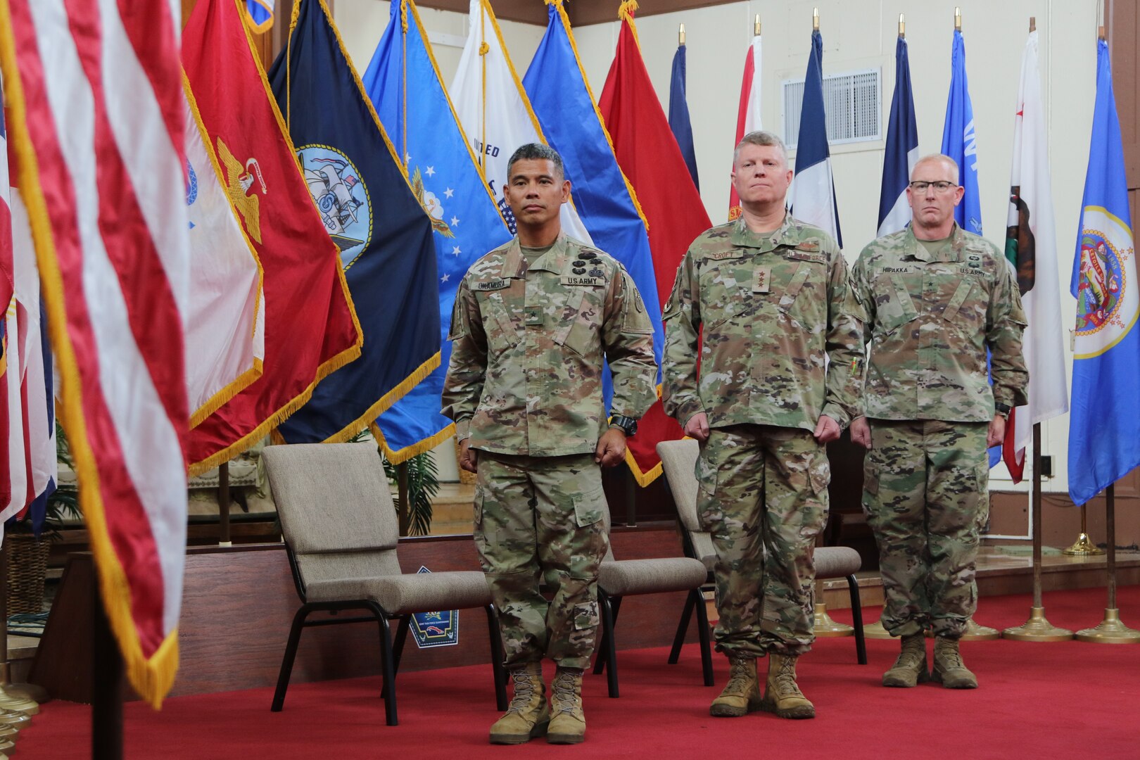 U.S. Army Brig. Gen. Lance Okamura relinquished command of Joint Task Force Guantanamo to U.S. Army Brig. Gen. Scott Hiipakka, during a ceremony Oct. 21, 2022.