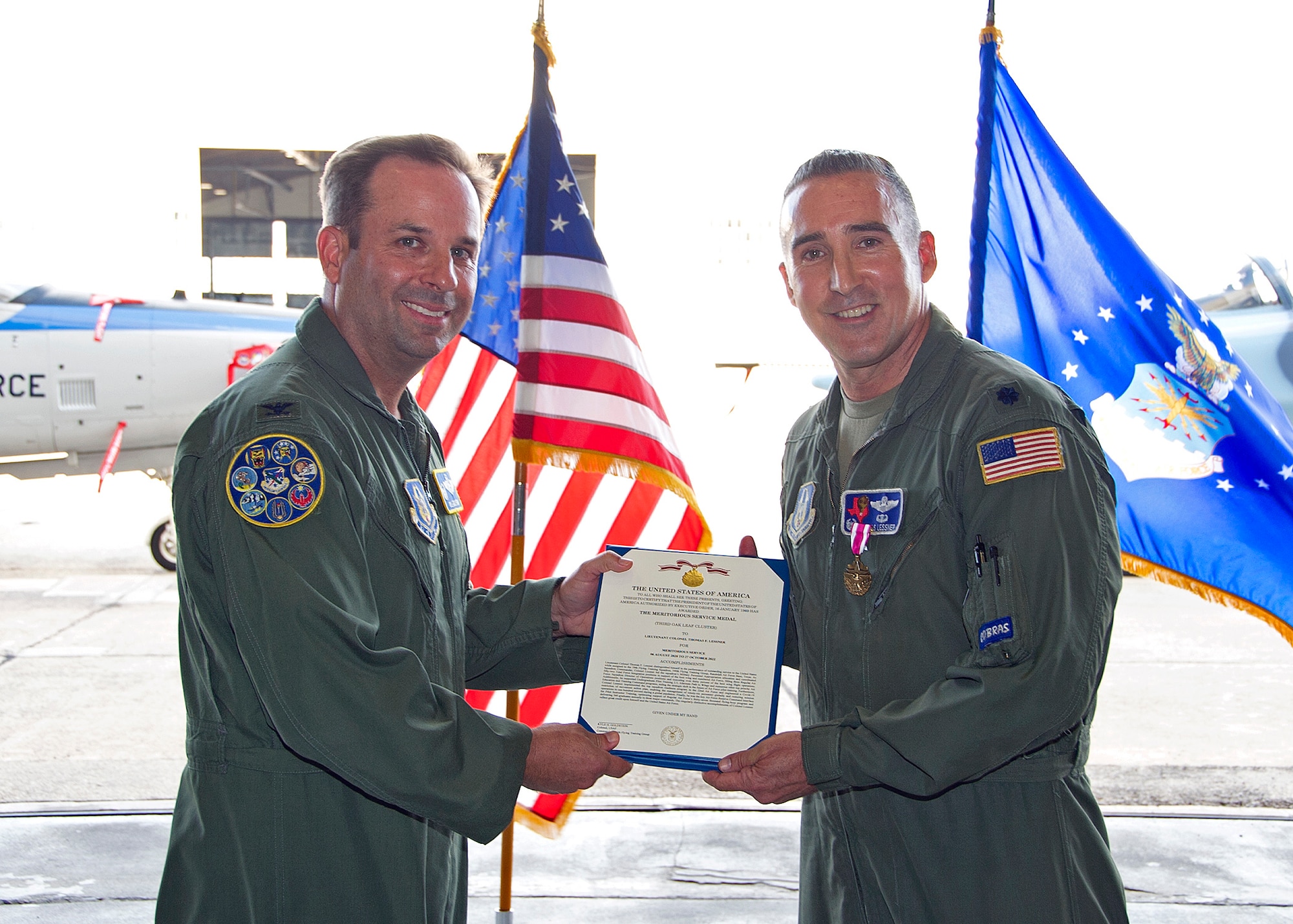 340th FTG commander presents Meritorious Service Medal to Lt. Col. Lessner