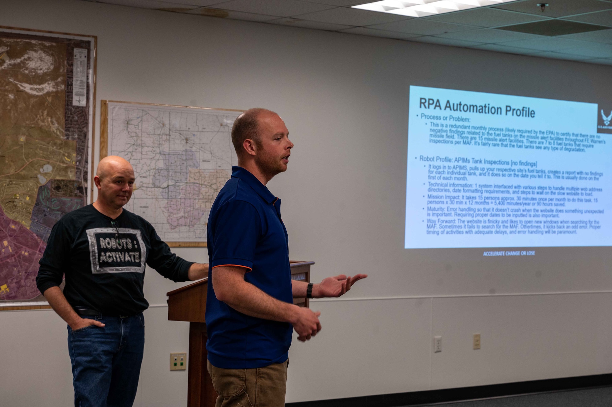 instructor talking to group