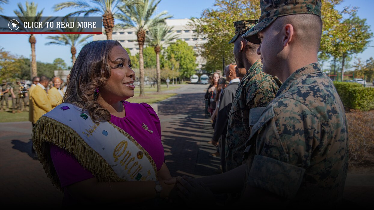The King and Queen of Zulu visit Marines at Marine Corps Support Facility New Orleans