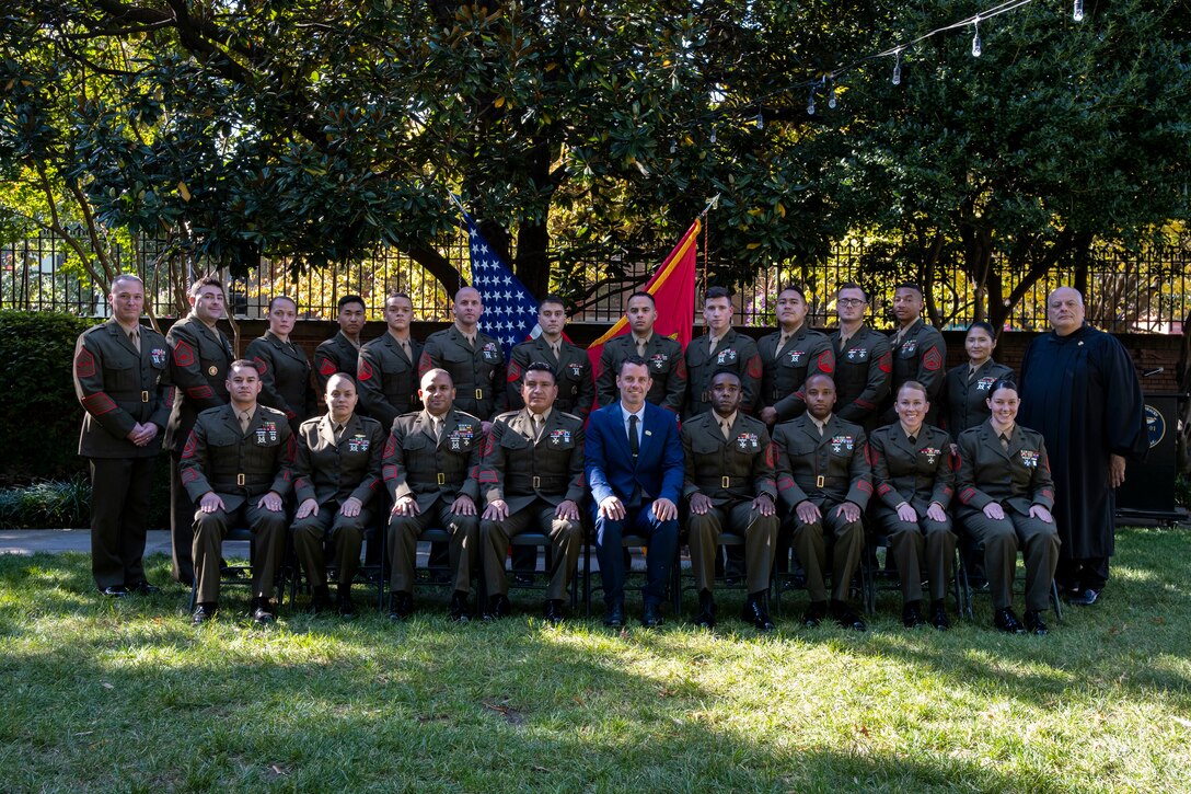 Marines with the Marine Enlisted Aid Program graduate after completing a three-week course where they learned how to manage a household here at Marine Barracks Washington. The three weeks of training allowed the Marines to learn how to respond to different types of emergencies, understand the difference between etiquette and protocol, and explore the theories and best practices of housekeeping in support of a Marine Corps general.