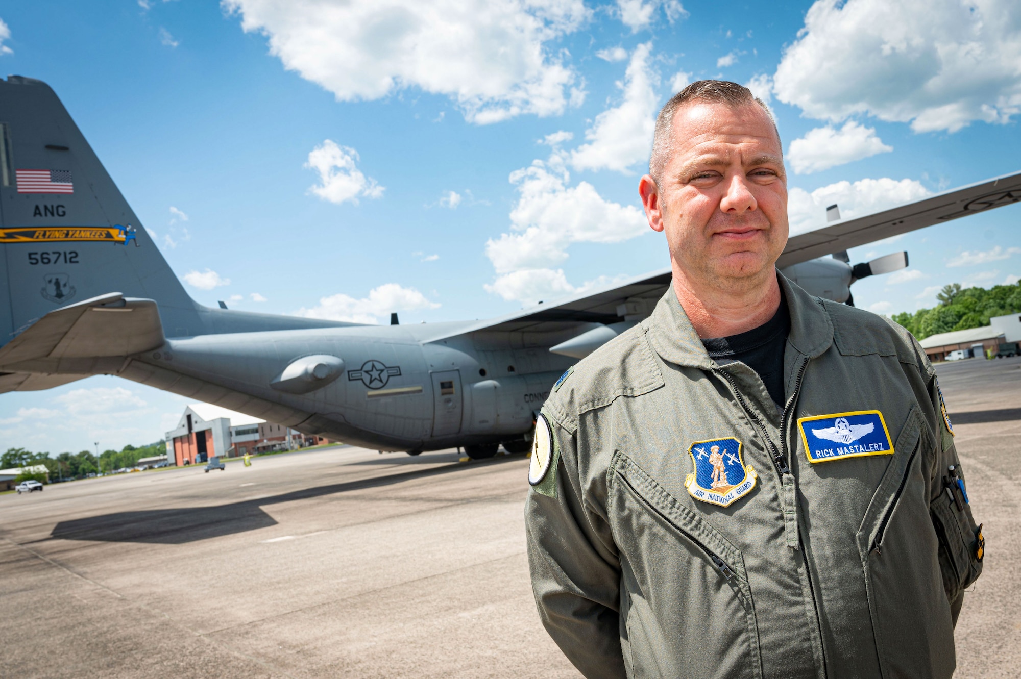 Air Force Lt. Col. Richard Paul Mastalerz II, a pilot assigned to the 103rd Airlift Wing, Connecticut Air National Guard, prepares to fly a C-130H aircraft, June 4, 2022 at Bradley Air National Guard Base, East Granby, Conn. The flight was Mastalerz’ first since being diagnosed with stage 3 colorectal cancer in 2020. (U.S. Air Force photo by Master Sgt. Tamara R. Dabney)