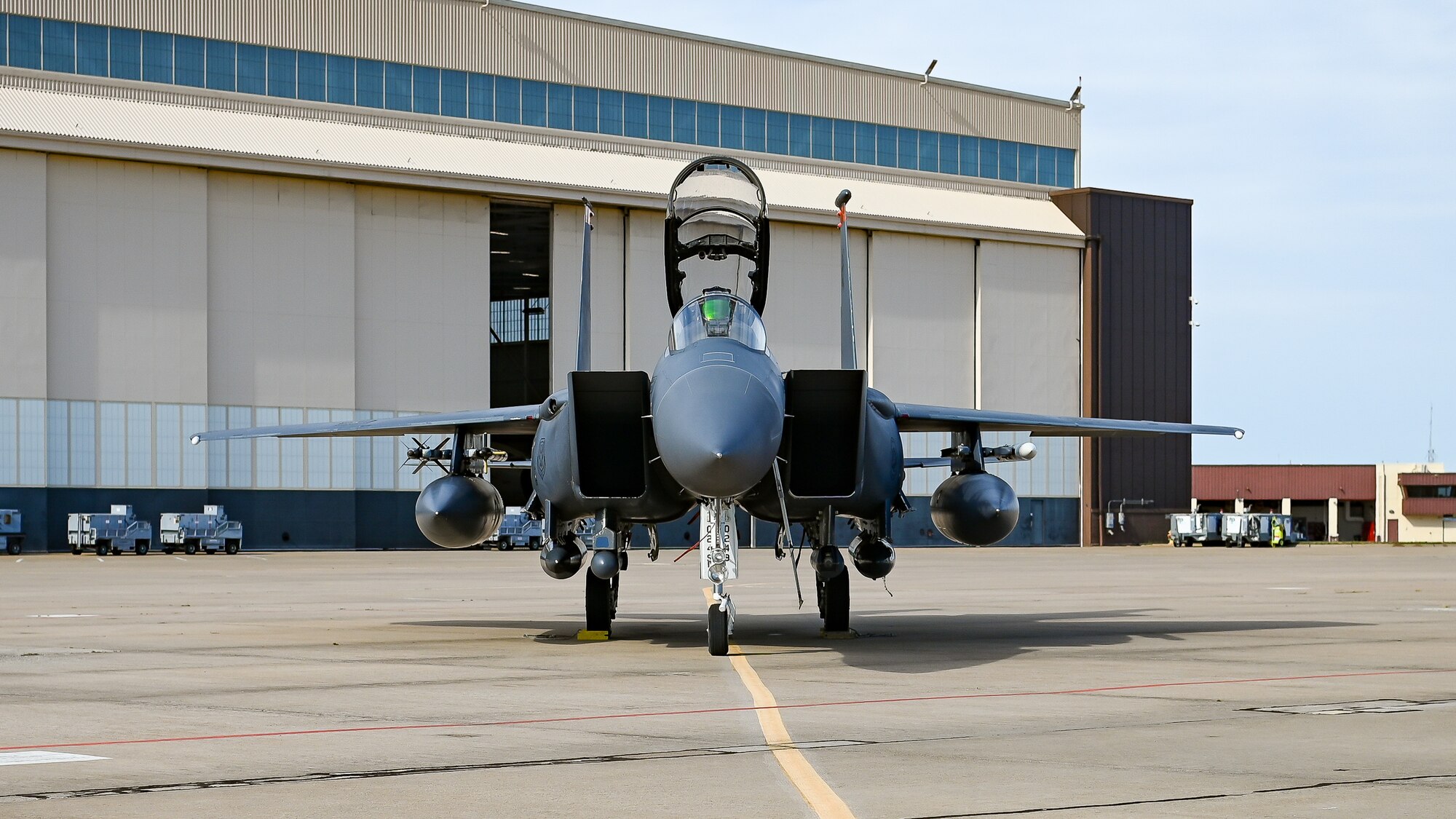 F-15 aircraft seen from nose