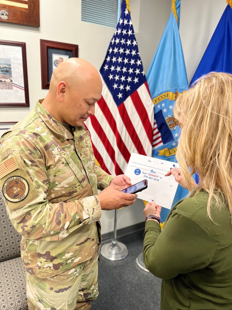 DLA Energy Commander donates through text