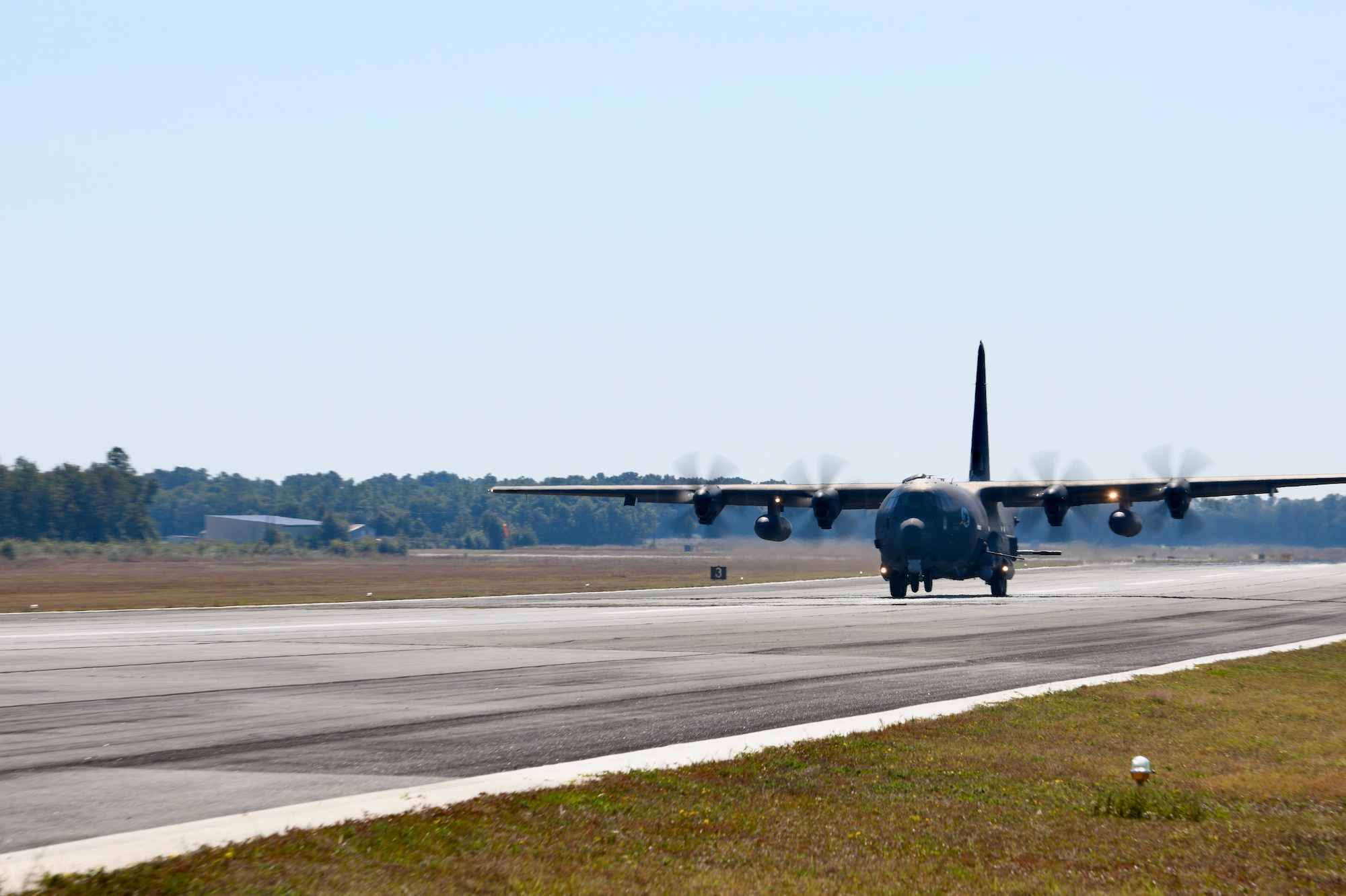 An AC-130J Ghostrider takes-off from Bob Sikes Airport following the AC-130J Ghostrider Dedication and Delivery Ceremony Nov. 2, 2022, at in Crestview, Florida. Air Force Special Operations Command received its 31st and final AC-130J Ghostrider, completing the command’s transition from the legacy AC-130W, AC-130U and AC-130H fleets.