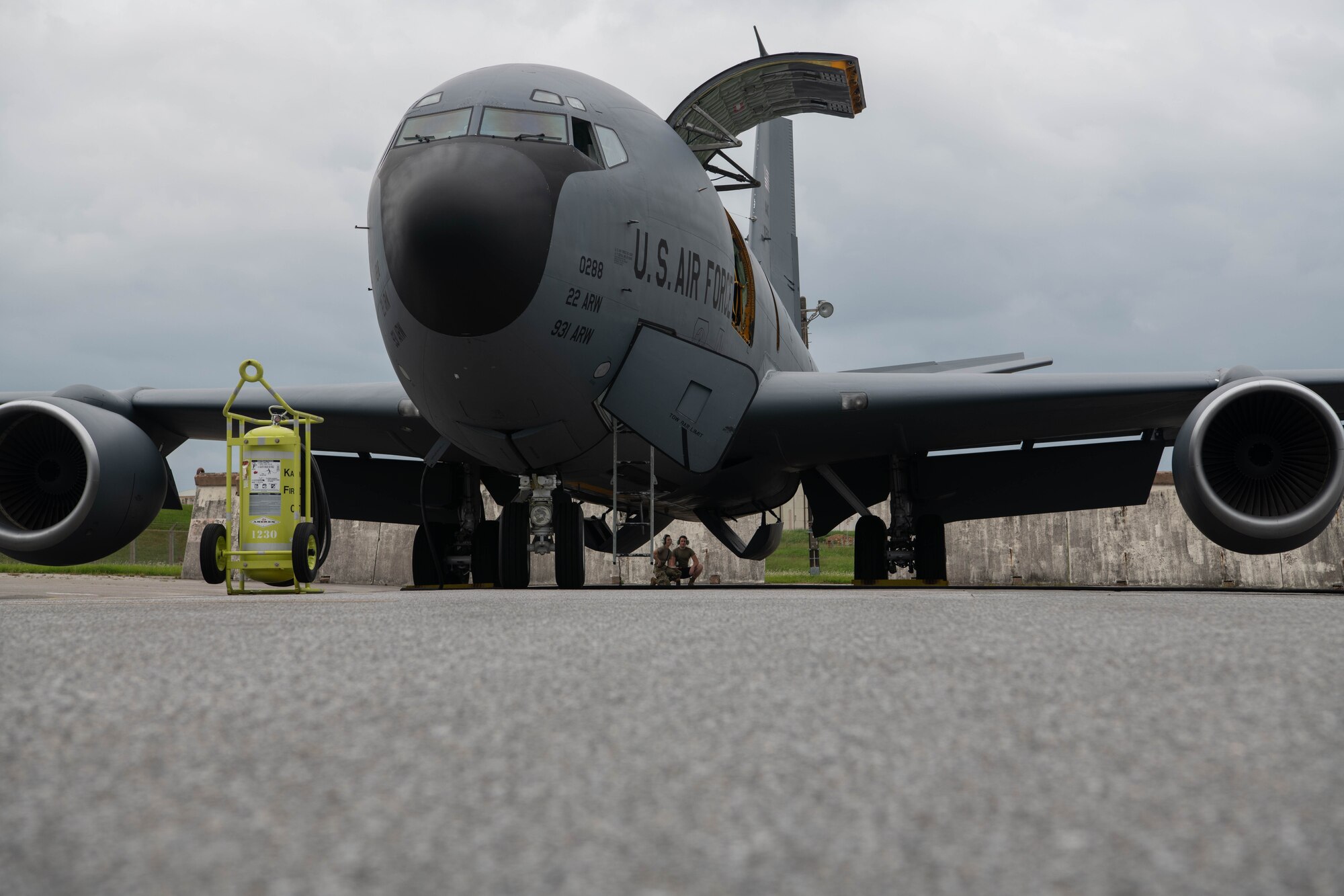 Airmen perform maintenance.