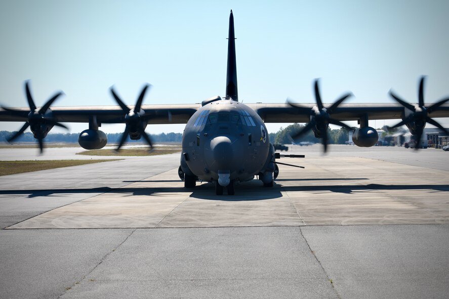 An AC-130J Ghostrider taxies on the flightline following the AC-130J Ghostrider Dedication and Delivery Ceremony Nov. 2, 2022, at Bob Sikes Airport in Crestview, Florida. The ceremony marked the 31st and final AC-130J delivery to the US Air Force. The AC-130J Ghostrider is a fifth-generation gunship that provides close air support, air interdiction and armed reconnaissance.