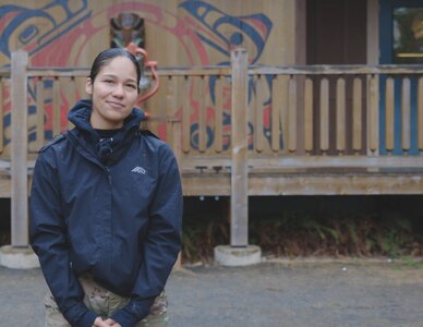 Staff Sgt. Michelle Padilla, a cadre member at the Washington Youth Challenge Academy at Camp Parsons Boy Scout Camp in Brinnon, Wash., on Oct. 21, 2022.