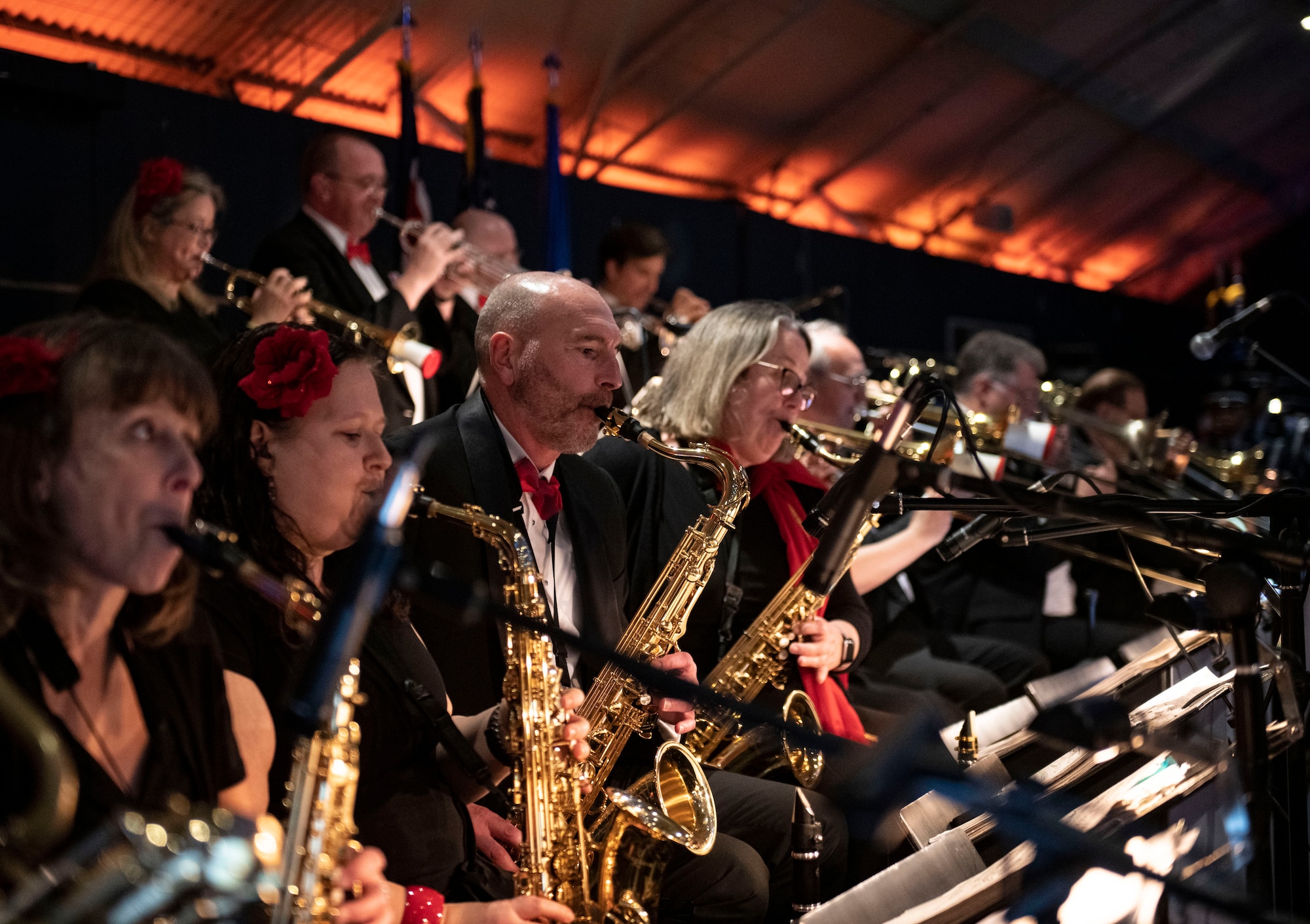 Band members play at the Sywell Aerodrome