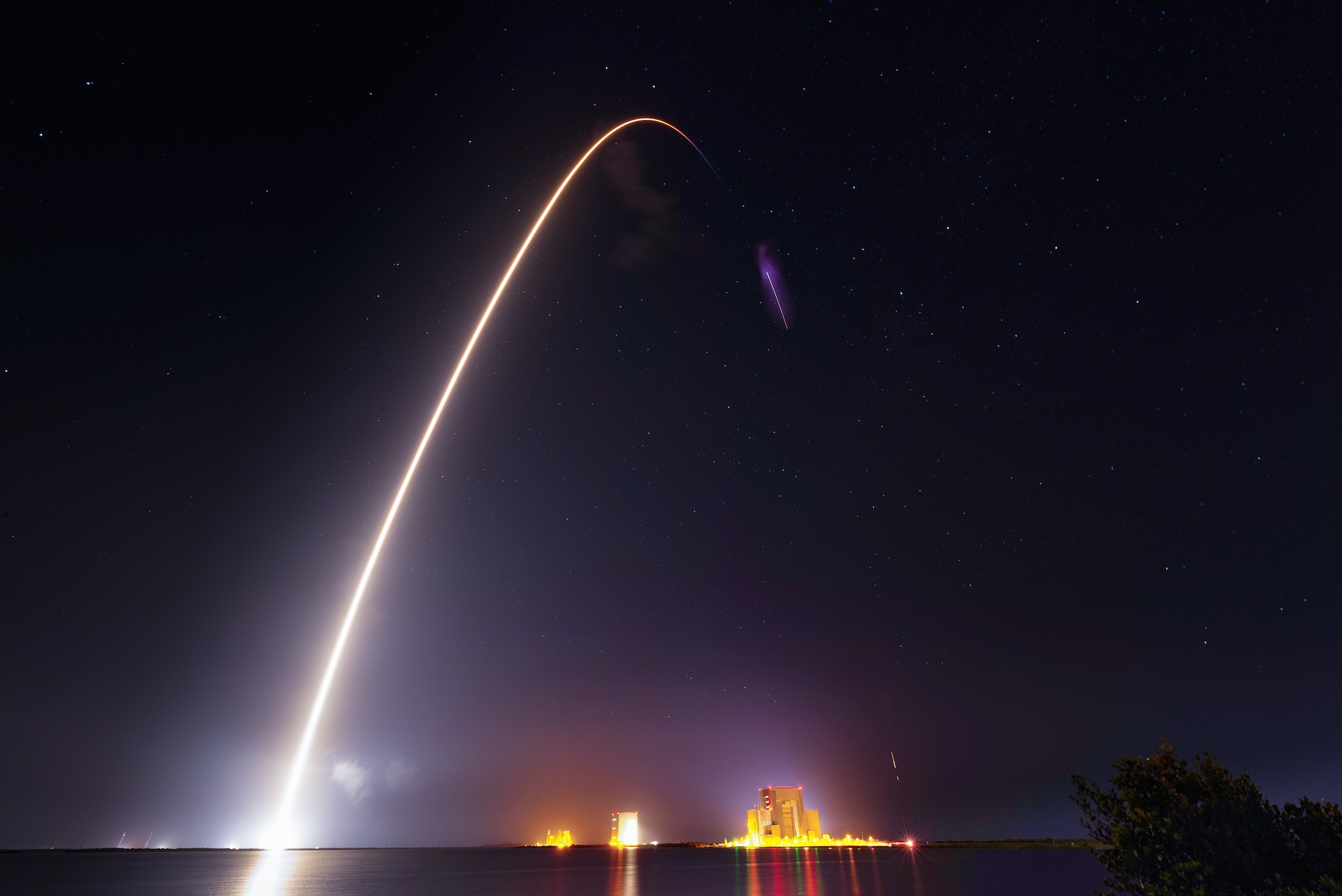 A Falcon 9 rocket launches from SLC-39A at Kennedy Space Center, Fla., April 27, 2022. The Crew-4 mission carried four astronauts to the International Space Station. (U.S. Space Force photo by Joshua Conti)