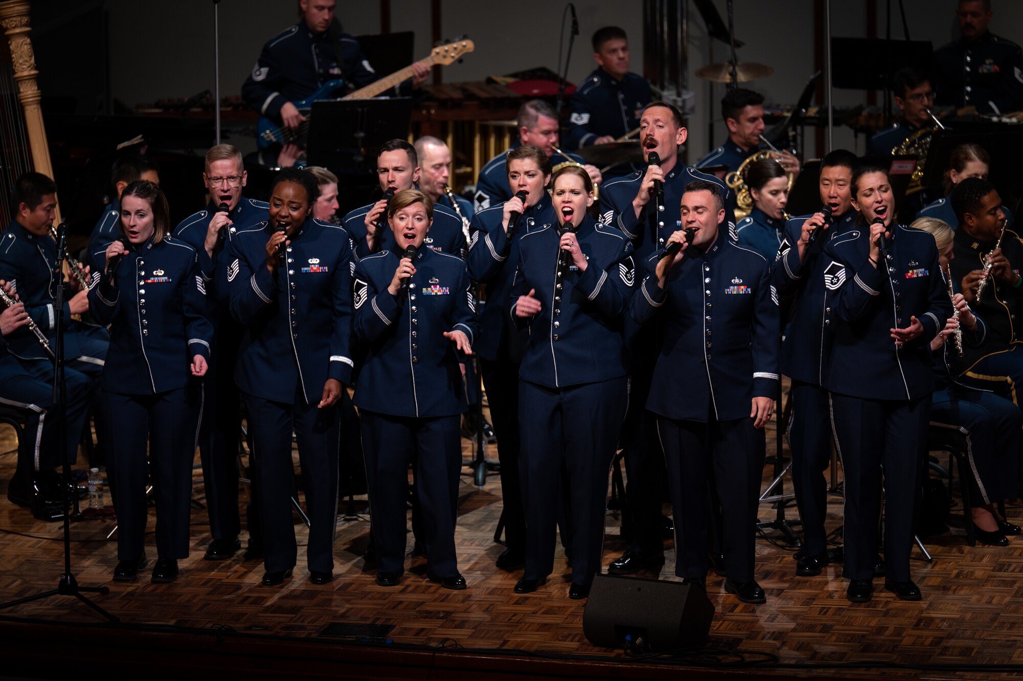 The United States Air Force Band’s Singing Sergeants perform “Freedom” during their Fall Tour concert at George Fox University, Newberg, Ore., Oct. 25, 2022. The Singing Sergeants is the official chorus of the U.S. Air Force, one of six musical ensembles that form The United States Air Force Band. (U.S. Air Force photo by Kristen Wong)