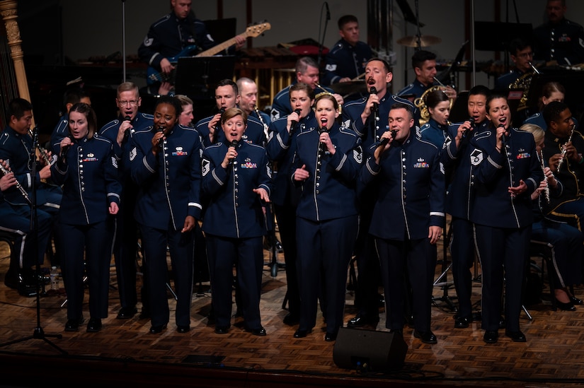 The United States Air Force Band’s Singing Sergeants perform “Freedom” during their Fall Tour concert at George Fox University, Newberg, Ore., Oct. 25, 2022. The Singing Sergeants is the official chorus of the U.S. Air Force, one of six musical ensembles that form The United States Air Force Band. (U.S. Air Force photo by Kristen Wong)