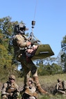 Joint training exercise with Det. 2, Co. G, 3/238th Aviation MEDEVAC, Cox Health and Missouri State Highway Patrol at Hercules Glade Wilderness, Bradleyville, Mo., Oct. 06, 2022. Multiple Missouri departments teamed up to practice life-saving MEDEVAC scenarios. (Photo by U.S. Army National Guard Spc. Rose Di Trolio.)