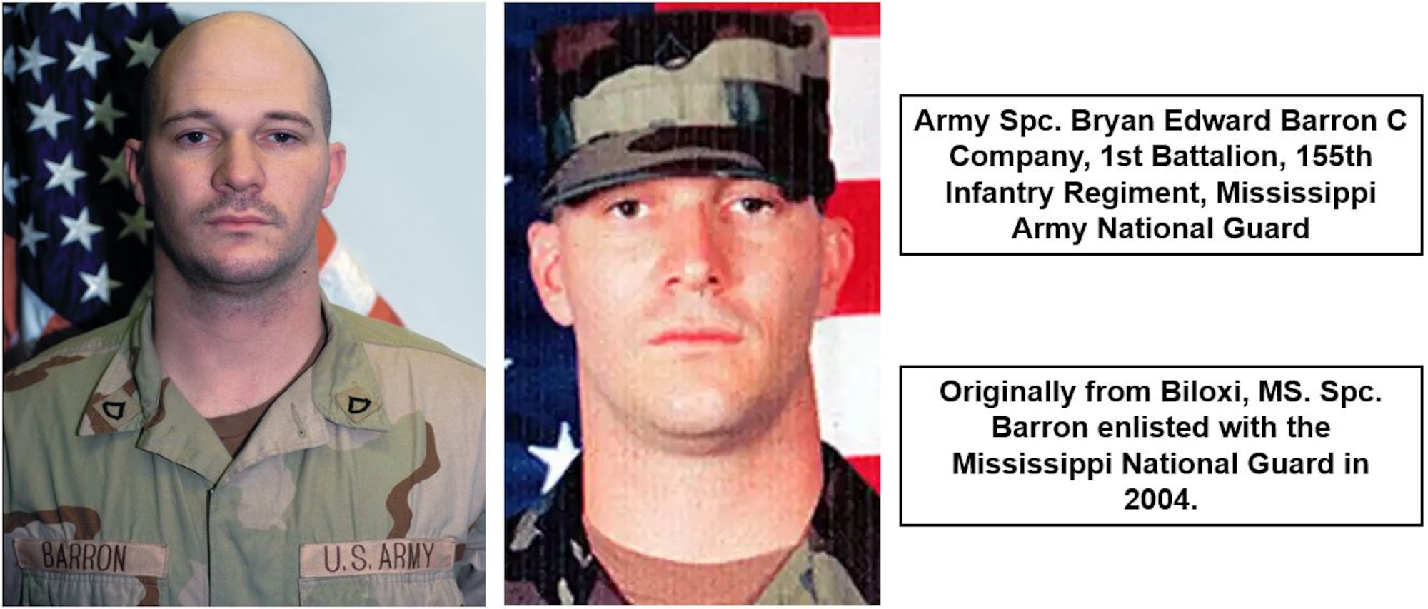 Graphic of U.S. Army Spc. Bryan Barron, 155th Infantry Regiment infantryman.