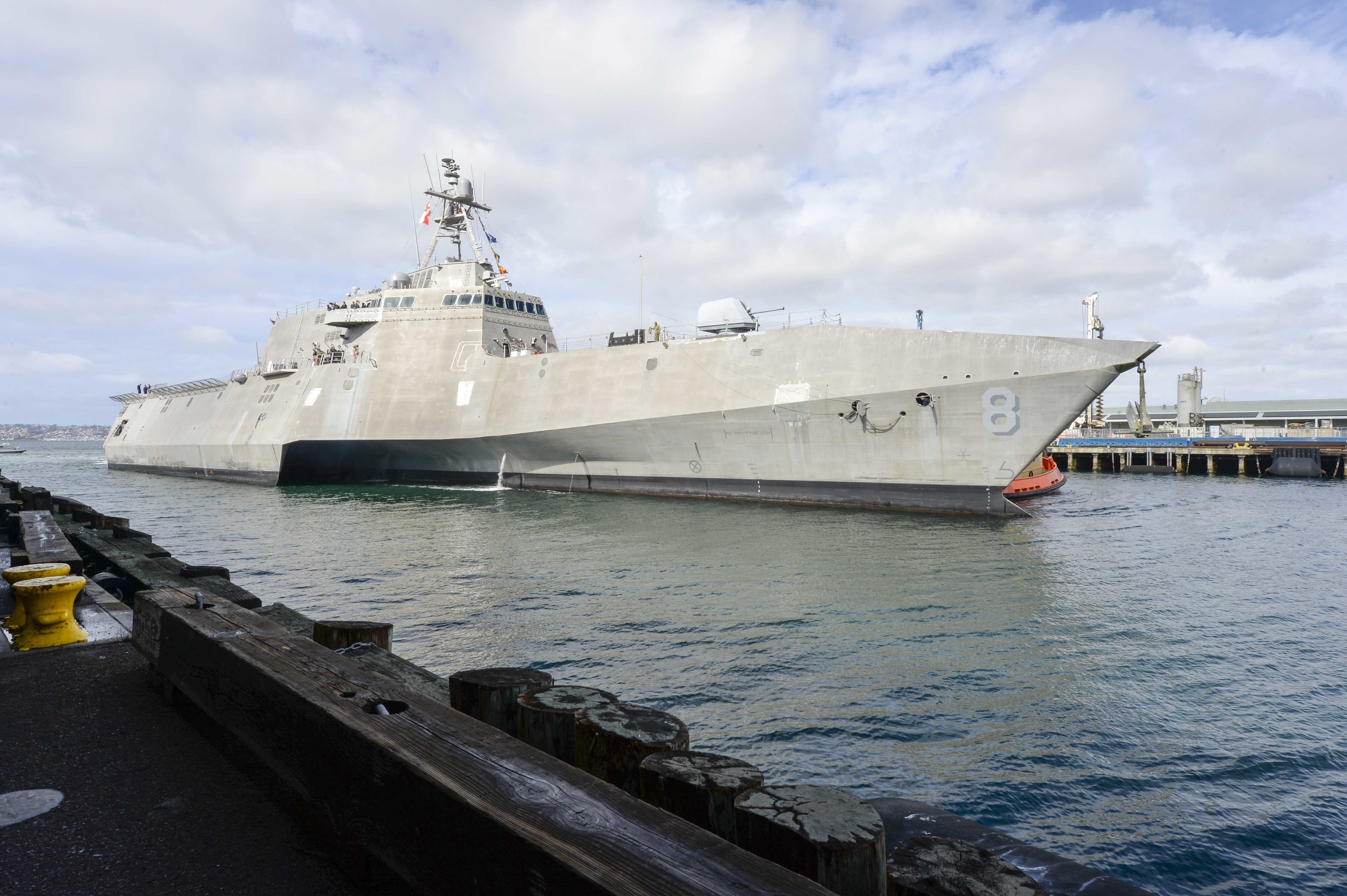 Independence-variant littoral combat ship USS Montgomery (LCS 8) arrives at Broadway Pier in downtown San Diego in support of San Diego Fleet Week Foundation STEM Days. LCS are fast, agile, mission-focused platforms designed to operate in near-shore environments, winning against 21st-century coastal threats. LCS support forward-presence, maritime security, sea control, and deterrence missions around the globe.