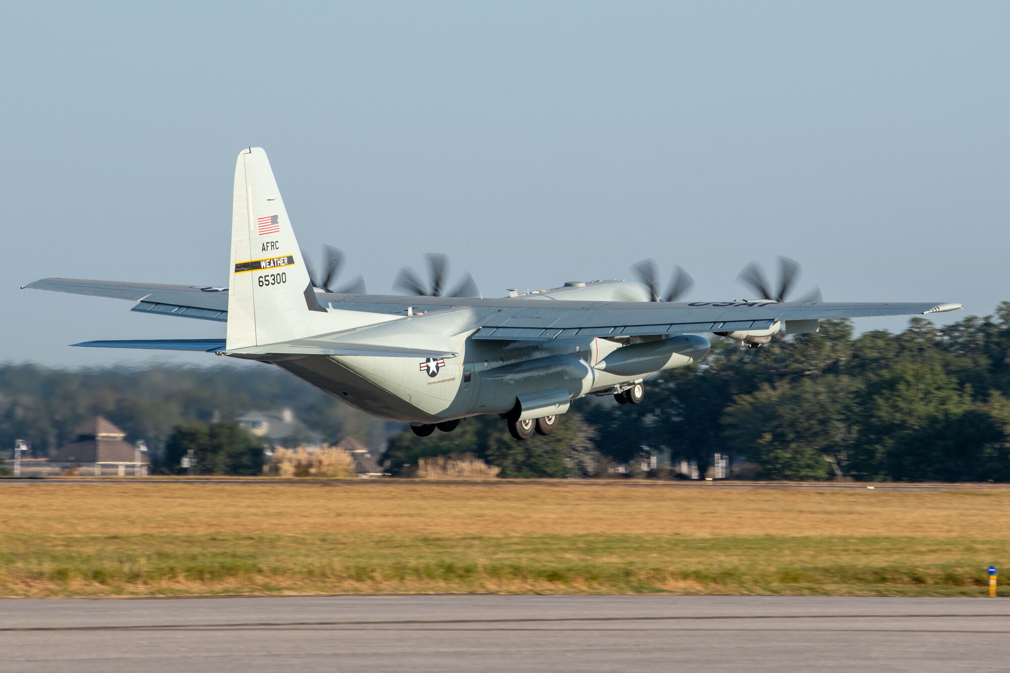 A WC-130J takes off