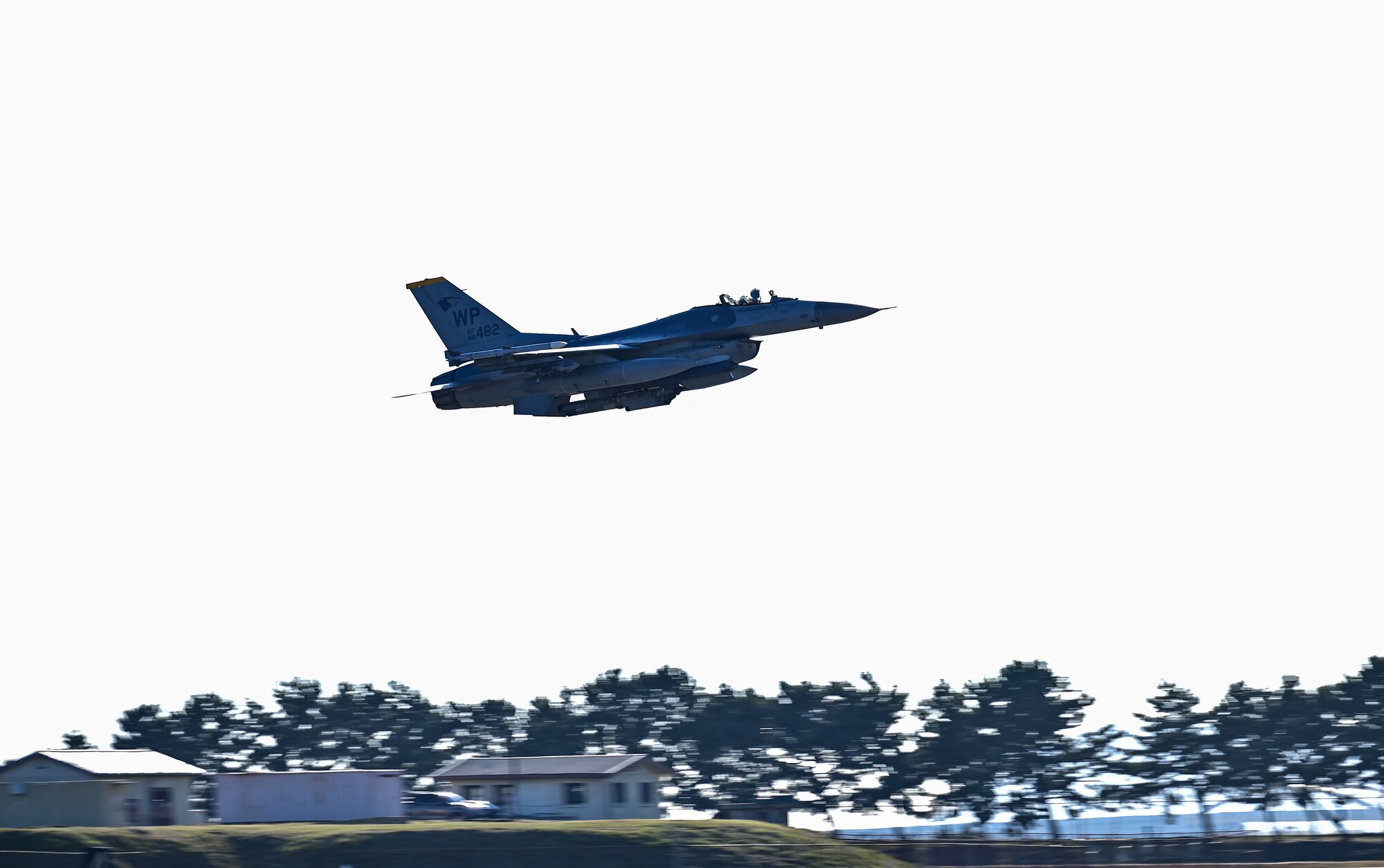 A U.S. Air Force F-16 Fighting Falcon with the 80th Fighter Squadron, takes off at Kunsan Air Base, Republic of Korea, Nov. 2, 2022. The F-16 has been the primary aircraft at Kunsan since the 80th FS converted to the aircraft in 1981. (U.S. Air Force photo by Staff Sgt. Sadie Colbert)