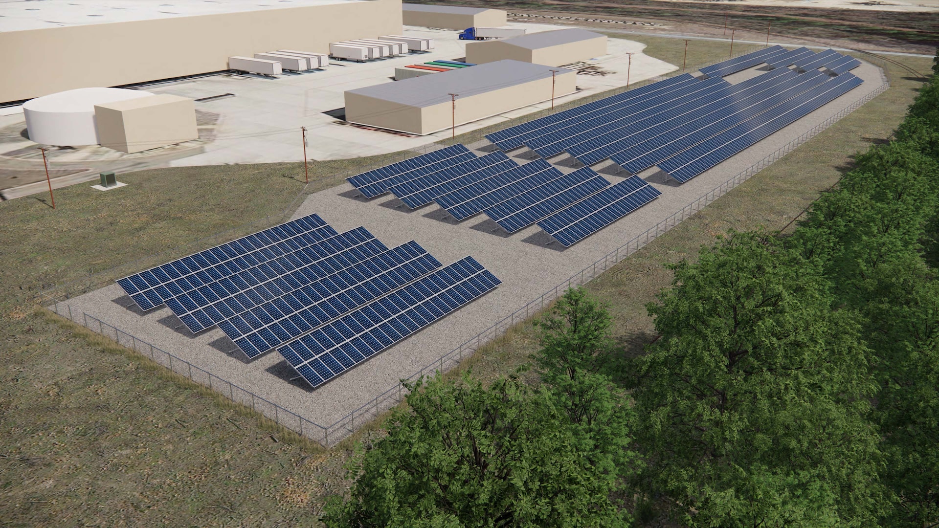 Rendered image of solar panel installation.